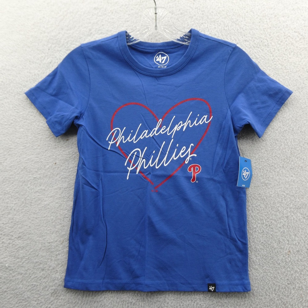 47 Brand Shirt Kids Medium Philadelphia Phillies Blue Heart Cotton 12433